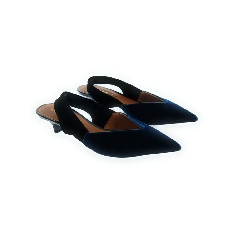 Emporio Armani Women's Teal Velvet Slingback Pumps